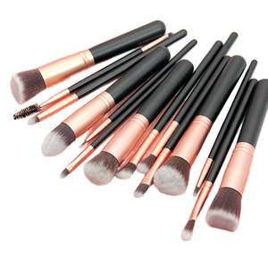 14pcs Wooden Handle Makeup Brush Set Black Synthetic Hair <b>Custom</b> Logo Cosmetic Brush Kit - Product Image 2