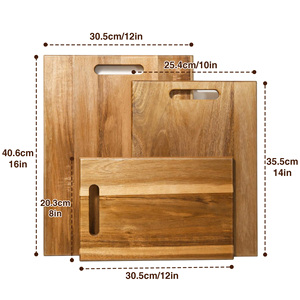 Set di 3 Taglieri in Legno di Acacia per Cucina, Set di Grandi Taglieri in Legno con Manico, Tagliere Spesso - Product Image 2