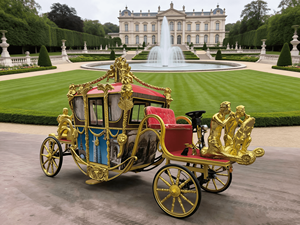 Fábrica de Carretas para Caballos al por Mayor - Venta de Carruajes Reales Eléctricos de Acero de 4 Ruedas con Escultura de Carruaje Real - Product Image 5