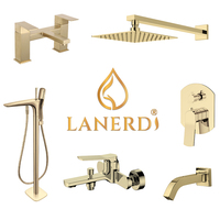 Robinet de douche et de bain Lanerdi à double poignée en laiton poli avec cartouche céramique pour appartement