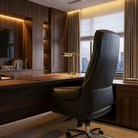 Chaise de direction à dossier moyen en cuir PU noir, réglable en hauteur, pivotante, ergonomique, design moderne pour la maison, le bureau et les bureaux professionnels