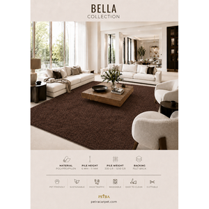Alfombra de Polipropileno Marrón Oscuro Petra Bella 40097, 6-11 mm de Grosor, Lavable a Máquina, Apta para Mascotas, con Base de Fieltro, Recortable, para Dormitorio - Product Image 3