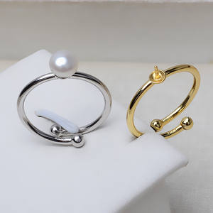 แหวนเงินแท้ S925 ปรับขนาดได้ ไซส์ 6-9 สำหรับใส่ไข่มุก DIY พร้อมฐานเปล่าสำหรับฝังไข่มุก แหวนแบบเปิดถอดไข่มุกได้ - Product Image 1