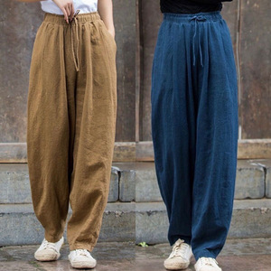 Harem Pants Women Cotton Linen Loose Plus Size Casual Breathable Lantern Pants With Pockets Spring Summer 2025 New Style - Product Image 3