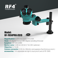 Mikroskop Trinokuler Digital PCB 360 Derajat Dapat Diputar RF4 RF7050PRO FO19 Zoom Kontinu 7X-50X Dengan Bantalan Silikon WF10X/22M