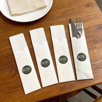 Sac en papier kraft personnalisé pour couverts de restaurant, écologique, fourchette, couteau, cuillère, étui en papier pour couverts avec serviette