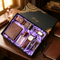Coffret Cadeau Luxe Homme : Portefeuille, Ceinture, Montre, Parfum, Porte-clés, Bracelet (6 pièces) – Personnalisation Logo, Marquage à Chaud, Boîte Cadeau d'Entreprise