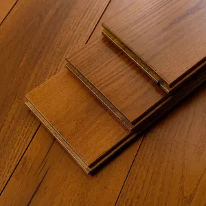 Intérieur américain style plancher de bois franc click lock couleur teck chambre à coucher salon parquet en bois massif