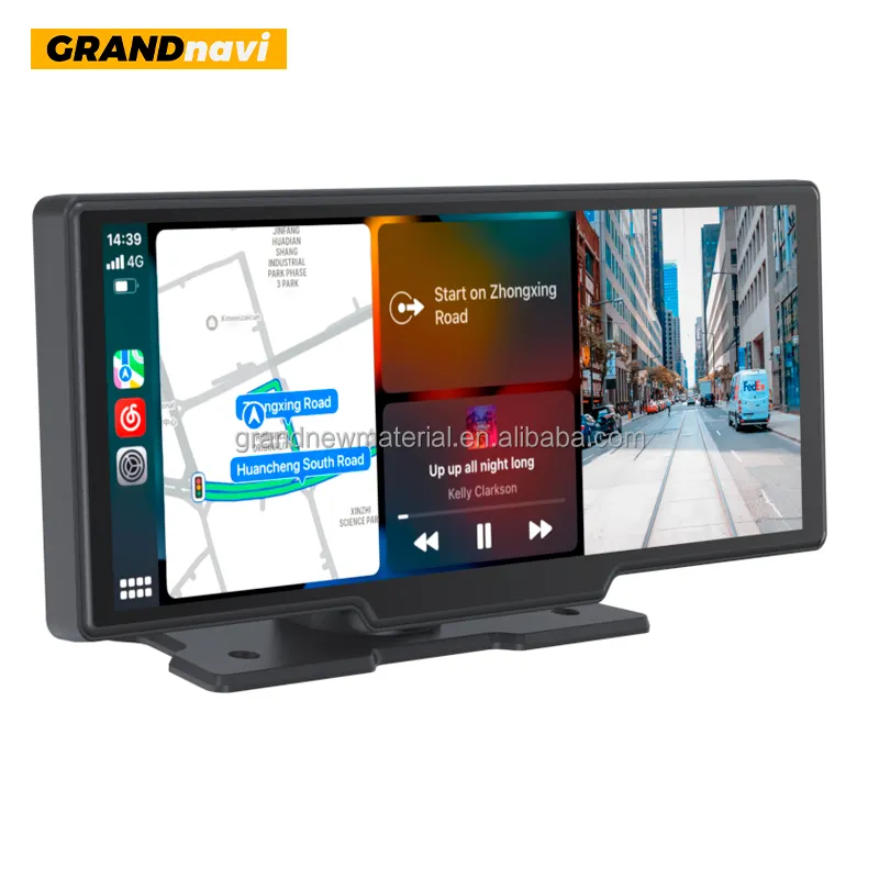 GRANDnavi 10.26 Inch 4K Dash Cam DVR Touch Screen Dual Lens Dash Cam Rear View Mirror Wireless CarPlay Monitor