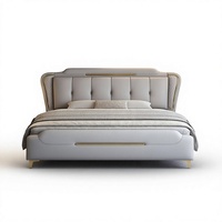 Lit king-size en cuir italien de luxe avec cadre en pin massif renforcé d'acier, confort moelleux, garantie de 3 ans
