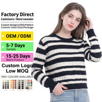 Pull en cachemire 100% pour femme, col rond, décontracté, automne, super doux, rayé
