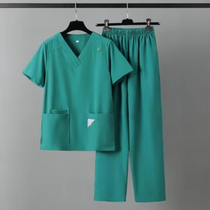 Eco-Friendly Light V-neck Unisex <b>Scrub</b> <b>Tops</b> Hospital Uniform Sets Soft Comfortable Stretchable Double-layer Pockets Needle - Product Image 4