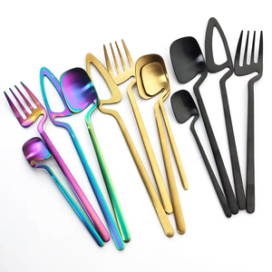 Modern Stainless Steel 304 Unique Custom Metal Coffee Tea Serving Hanging Spoon Fork Cutlery <b>Flatware</b> <b>Set</b> for Cup - Product Image 1