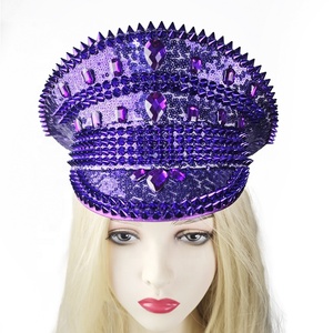 Chapeau de fête à paillettes et strass pour festivals et anniversaires, accessoire de costume pour Burning Man, <span class=keywords><strong>rave</strong></span> et cosplay - Product Image 5