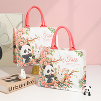 Sac en toile réutilisable au design innovant avec logo personnalisé Panda&Bunny, fermeture éclair/ouverture, pour promotion d'entreprise, publicité en supermarché