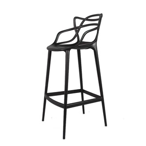 <span class=keywords><strong>Taburete</strong></span> de Bar de Estilo Nórdico con Respaldo en Cruz Altura de Mostrador Silla de Bar de <span class=keywords><strong>Polipropileno</strong></span> Negro para Tienda Pub Cafetería Hotel Oficina - Product Image 1