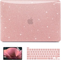 Anban Coque rigide en plastique pailletée or rose pour Mac Book Pro 13 pouces avec couverture de clavier et protection d'écran