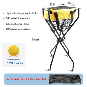 Chariot <span class=keywords><strong>de</strong></span> transport pliable multifonctionnel pour entraîneur <span class=keywords><strong>de</strong></span> tennis et pickleball, modèle 6554, capacité <span class=keywords><strong>de</strong></span> 120 balles <span class=keywords><strong>de</strong></span> pickleball - Product Image 4