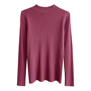 Suéter de punto de cuello alto para mujer, ajustado, de manga larga, color liso, talla única, elegante para el día a día, otoño invierno 2023 - Product Image 5