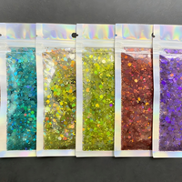 Paillettes holographiques épaisses 3D écologiques en PET, 2 oz (57 g/sachet), 50 pièces MOQ, 24 couleurs, pour nail art/artisanat DIY