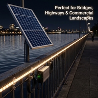 Bande LED solaire commerciale pour garde-corps, étanche IP65, 20M-100M, tube lumineux flexible robuste pour l'éclairage de ponts, routes et projets