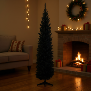 Árbol de Navidad Artificial de Pie, Ecológico, para Interiores, Sin Luces, Negro, 7 Pies - Product Image 2