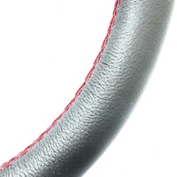 Volant de simulation de course en cuir microfibre, diamètre 330 mm, avec bande rouge et surpiqûres