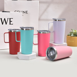 Premium 20oz Insulated Tumbler with Handle Stainless Steel <b>Coffee</b> Travel Mug Vacuum <b>Flask</b> for Hot Cold Drinks Custom Logo Gift - Product Image 3