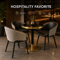 Ensemble de table ronde de café moderne avec bordure dorée et 2 fauteuils rembourrés, mobilier de salle à manger pour café, hôtel, bistrot