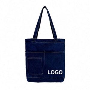 Sac à bandoulière personnalisé pour femme, sac fourre-tout pour étudiante, sac de shopping simple, sac de plage rétro en jean délavé - Product Image 1
