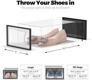 Large Stackable Clear PP Plastic Eco-Friendly Foldable Shoe <b>Storage</b> <b>Box</b> for Women Men Modern Entryway Multifunction Organizer - Product Image 5