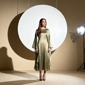 Robe Abaya décontractée en polyester uni, nouvelle conception, pour femmes musulmanes, vente en gros depuis la Chine - Product Image 1