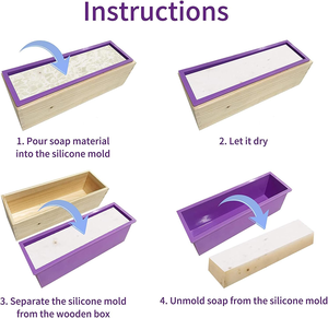 Wooden Soap Loaf Making <b>Mold</b> Set, Contains a Rectangle Silicone <b>Mold</b> with Wood Box + a Wooden Cutter Base + 2 Metal Cutters - Product Image 4