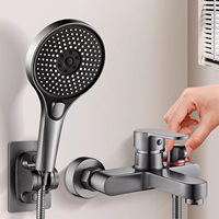 Robinet de salle de bain mural monocommande en laiton contemporain, avec douchette à jet pluie, ensemble mitigeur de douche - Meilleures ventes