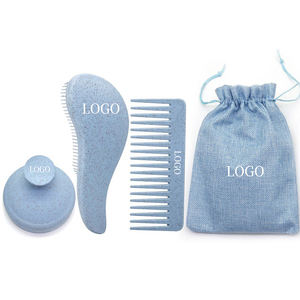 Kit spazzola per capelli in paglia di grano OEM/ODM spazzola per capelli con spazzola per capelli con borsa da donna set regalo - Product Image 5