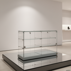 Vitrina Moderna de Vidrio 145x46x90 Cm Gris Claro con Puertas Abatibles con Cerradura y Estantes para Exhibición - Product Image 3