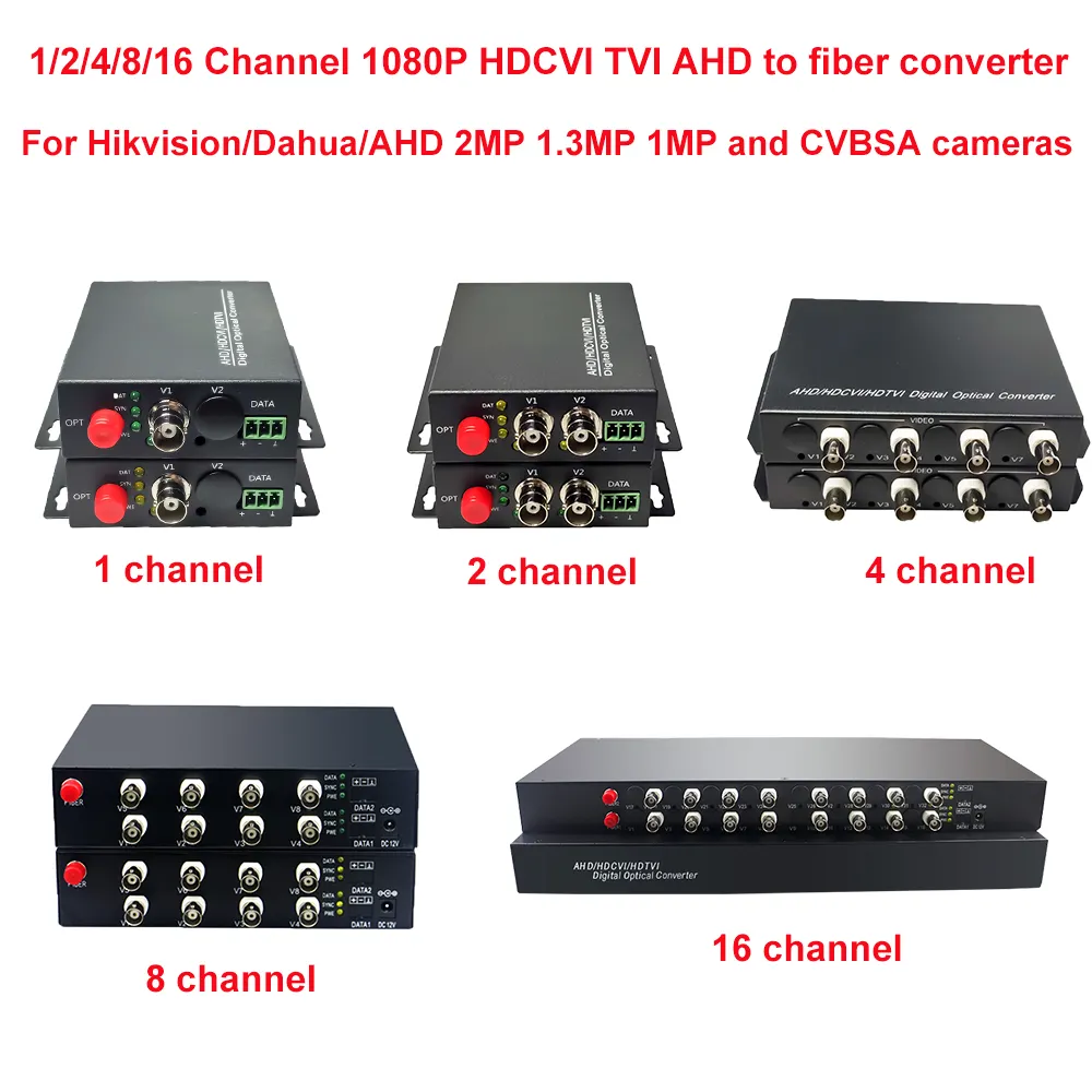 1080P HD Video AHD CVI TVI Fiber Optical Converter, bnc to Fiber Optic Video Fiber Optic Transmitter for cctv camera system 2mp