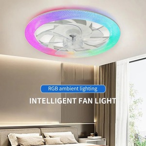 LED <b>Ceiling</b> Fan <b>Light</b>, Modern Imitation Crystal Diamond <b>Remote</b> <b>Control</b>, RGB Color Dimming Ventilation Fan, Home Bedroom Lighting - Product Image 3
