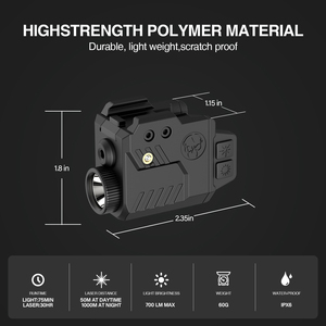 Chiến Thuật 600LM đèn pin với thay thế pin Combo của tia laser màu đỏ & phạm vi phụ kiện - Product Image 3