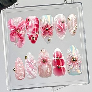 <span class=keywords><strong>Faux</strong></span> ongles de fleur papillon faits à la main <span class=keywords><strong>pour</strong></span> filles en stock ongles fabriqués à la main 3D ongles d'art ongles artificiels portables - Product Image 1