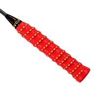 Véritable tige de raquette de tennis bicolore perforée avec revêtement de quille à la main, antidérapante et absorbant la sueur.