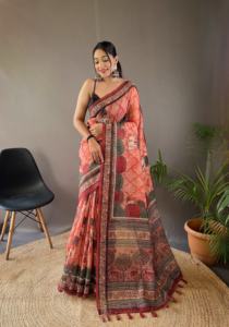 Nueva Colección de Saris de Seda de Algodón Puro con Elegantes Estampados, Sari para Mujer, Sari Nupcial, Disponible en Grandes Cantidades desde India - Product Image 5