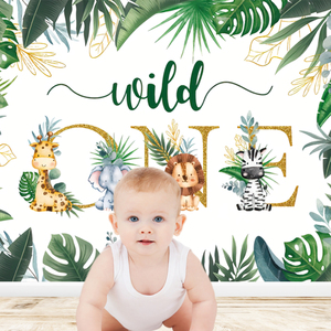 Sauvage Un 1er Anniversaire Toile de Fond Animal Bonjour Bébé Fête Fournitures Anniversaire Bannière Bébé Douche Maison Déco Chambre Décor Toile de Fond - Product Image 2