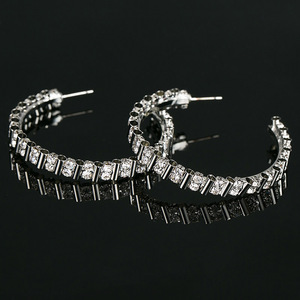 Boucles d'oreilles en forme de C, plaquées argent, en stock, fabrication en usine, <span class=keywords><strong>E334</strong></span> - Product Image 1