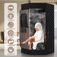 Tenda Sauna Lipat Basah Akrilik Modern Model Baru 2026 untuk Satu Orang dengan Lampu Merah, Panel Kontrol Komputer, dan Ruang Tungku Sauna