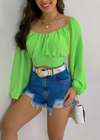Haut à manches longues bouffantes pour femmes, épaules dénudées, vêtements décontractés, Blouses et chemises, top Sexy, collection