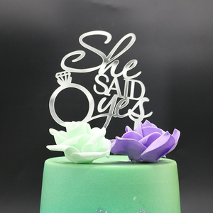 Décoration de gâteau en acrylique créative pour fiançailles, elle a dit oui, décoration de gâteau de fiançailles, diamant, amour - Product Image 5