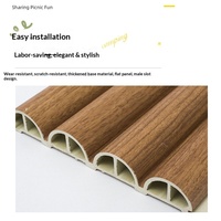 Grille demi-ronde moderne en WPC (composite bois-plastique) et fibre de bambou pour la décoration intérieure, mur de fond et plinthe de plafond