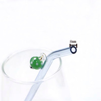 Pailles à boire en verre borosilicate faites à la main avec pendentifs en verre soufflé en forme de champignons, fruits et légumes, réutilisables et courbées