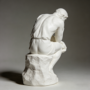 Statuetta del Pensatore Seduto Bianco - Statua Classica del Filosofo in Resina per Arredamento Casa e Ufficio - Product Image 3